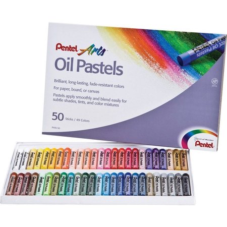 Pentel Oil Pastels, 50/ST, Assorted PK PENPHN50